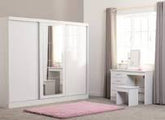 Trueliving 3 Door Sliding White wardrobe  in Laminates Finish With  with Drawers (1524MM X 609MM X 2438.4MM)
